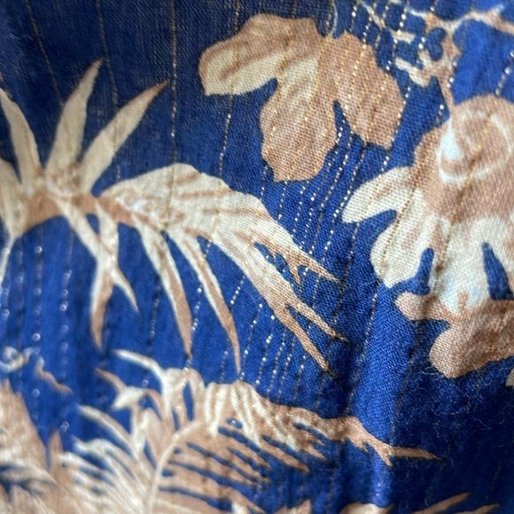 La Vie Rebecca Taylor 100% cotton blue and beige floral boho dress. XL - Picture 6 of 12